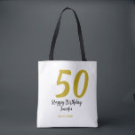 Bolsa Tote 50º aniversário adicionar nome data ano modelo neg<br><div class="desc">design editável</div>