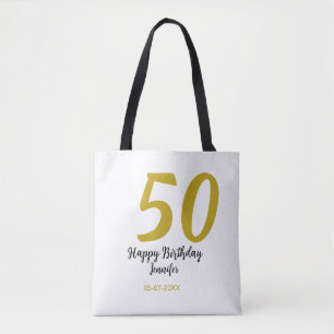 Bolsa Tote 50º aniversário adicionar nome data ano modelo neg