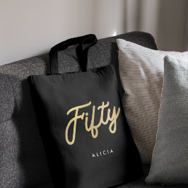 Bolsa Tote 50º aniversário moderno Simples 50 Fabuloso Dourad