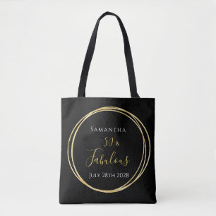 Bolsa Tote 50º aniversário Preto Dourado Personalizado