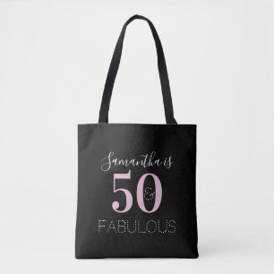 Bolsa Tote 50º aniversário - Preto Personalizado Rosa