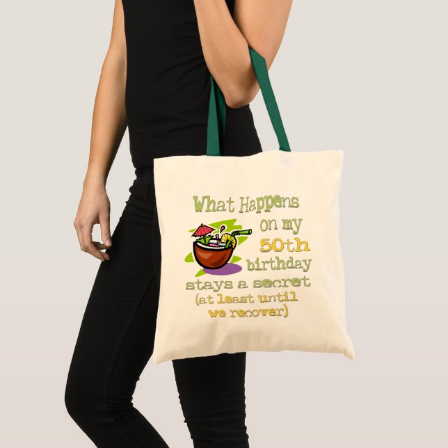 Bolsa Tote 50º presente de Festa de aniversário. O que aconte (Frente (produto))
