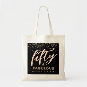 Bolsa Tote 50 and Fabulous Gold Glitter Black Birthday