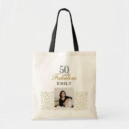 Bolsa Tote 50 and Fabulous Gold Glitter Photo 50th Birthday