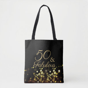 Bolsa Tote 50 e aniversário Dourado e preto fabuloso