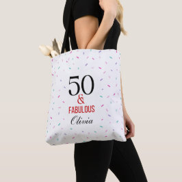 Bolsa Tote 50 e Fabulosa Confetti Colorida de Festa de aniver