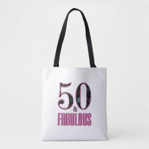 Bolsa Tote 50 e Fabulosa Tipografia Preta Rosa 50º Aniversári