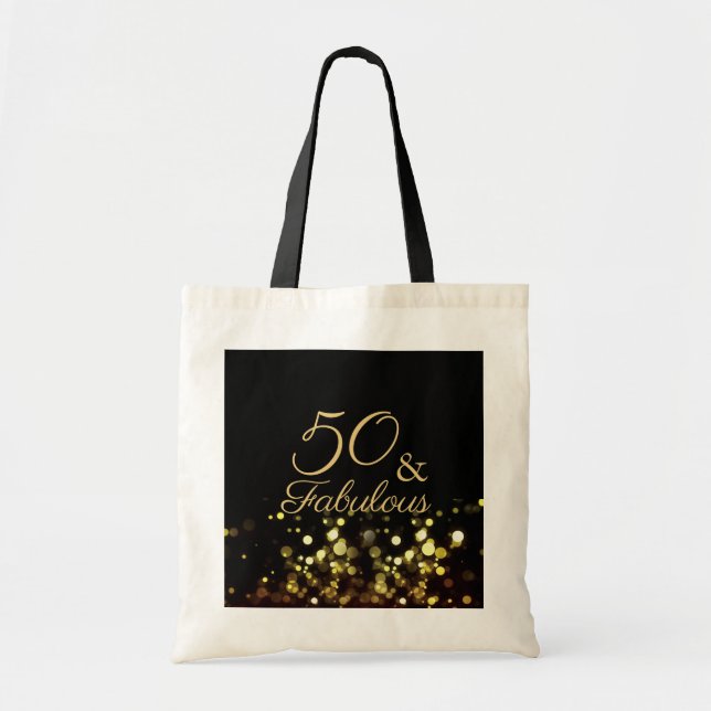 Bolsa Tote 50 e Fabuloso Aniversário Negro e Dourado (Frente)