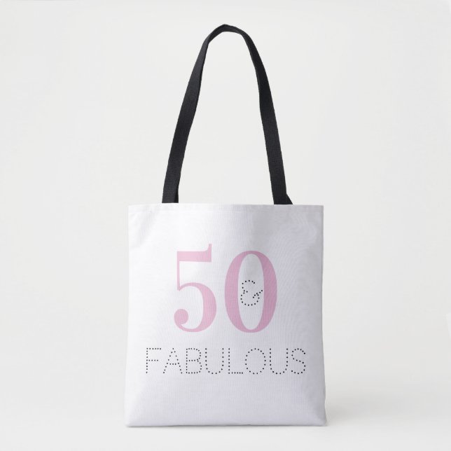Bolsa Tote 50 e fabuloso aniversário rosa tipografia (Frente)