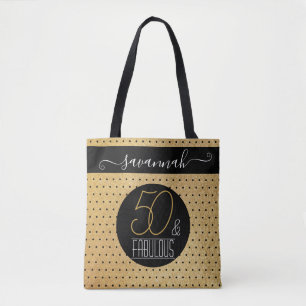 Bolsa Tote 50 e Fabuloso Ouro Nome Personalizado Festa de Ani