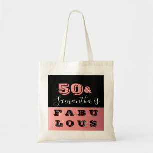 Bolsa Tote 50 e Fabuloso Rosa Dourado 50º Aniversário