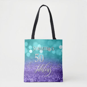 Bolsa Tote 50 e fabuloso Script com Espumante Roxo Roxo