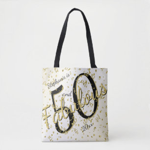 Bolsa Tote 50 e Festa de aniversário fabulosa preto/Dourado