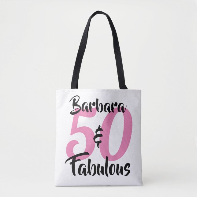 Bolsa Tote 50 e Festa de aniversário personalizada fabulosa (Frente)