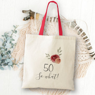 Bolsa Tote 50 então que Watercolor Rosa Floral 50º aniversári