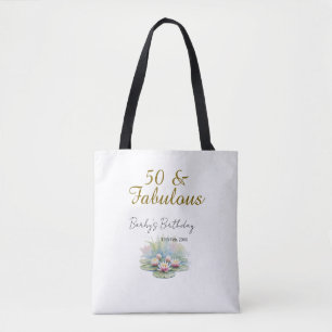 Bolsa Tote 50 & fabuloso lótus dourado lírio aquarela