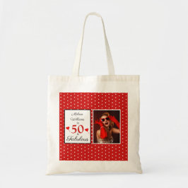 Bolsa Tote 50 & Nome Fabuloso Foto Vermelho 50º aniversário W