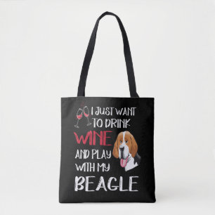 Bolsa Tote 5 Beba Vinho E Jogue Com Meu Beagle