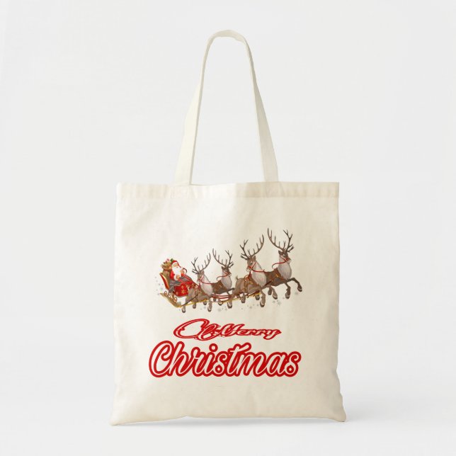 Bolsa Tote 5.Ho Ho Papai Noel ri de feliz Natal (Frente)