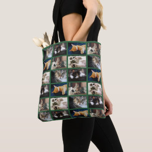 Bolsa Tote 5 Limite Verde do Padrão de Colagem de Fotos