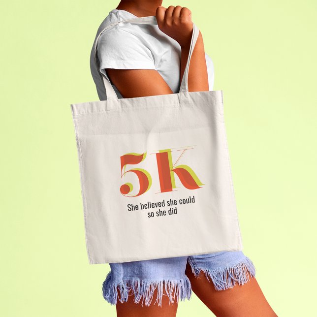 Bolsa Tote 5k Race Executando Celebração Amarelo Negrito Text (Criador carregado)