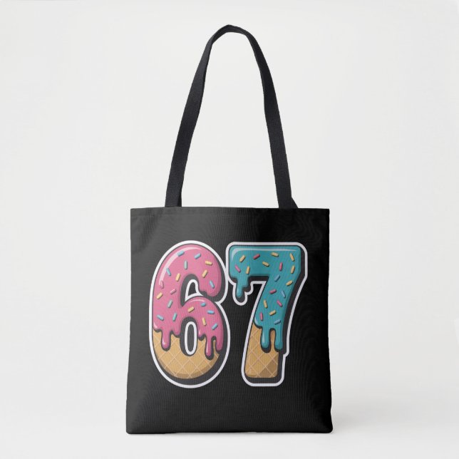 Bolsa Tote 67 Ice Cream Drip Meme Funny Six Seven Gen Alpha  (Frente)