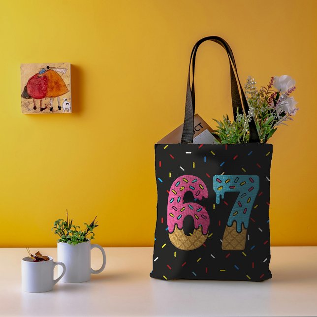 Bolsa Tote 67 Meme Sorvete Engraçado, 6 Sete Gen Alpha (Criador carregado)