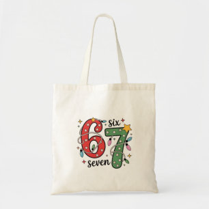 Bolsa Tote 6 7 Seis Sete Mão Geração Z Alpha Meme Gíria Natal