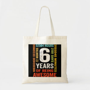 Bolsa Tote 6 Aniversário Com 6 Anos De Idade, Retro 72 Meses