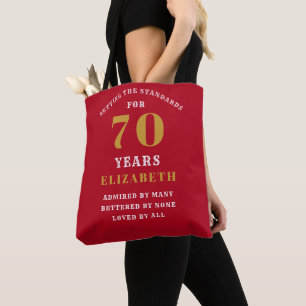 Bolsa Tote 70 Birthday Padrões Vermelho E Dourado Adicione Se