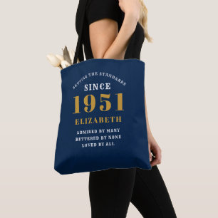 Bolsa Tote 70 personalizado Aniversário 1951 Elegante Azul-Ch