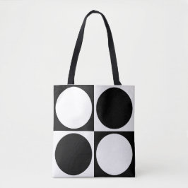 Bolsa Tote 70s Checks and Circles Black and White