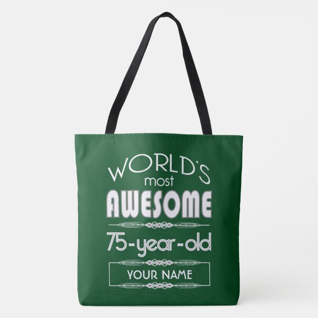 Bolsa Tote 75th Do aniversário dos mundos verde escuro (Frente)