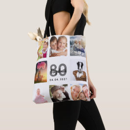 Bolsa Tote 80 do aniversário da família foto colagem mulher b