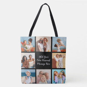 Bolsa Tote 8 Colagem de Fotos Adicionar O Seu Próprio Text