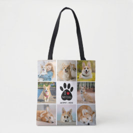 Bolsa Tote 8 Colagem Fotográfica I Love My Dog Paw Print