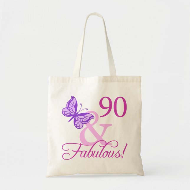 Bolsa Tote 90 E Presentes Fabulosos De Aniversário (Ameixa) (Frente)