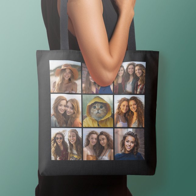 Bolsa Tote 9 Colagem de Fotografias Monograma Personalizado A (Personalized tote bag - add your name or other text)