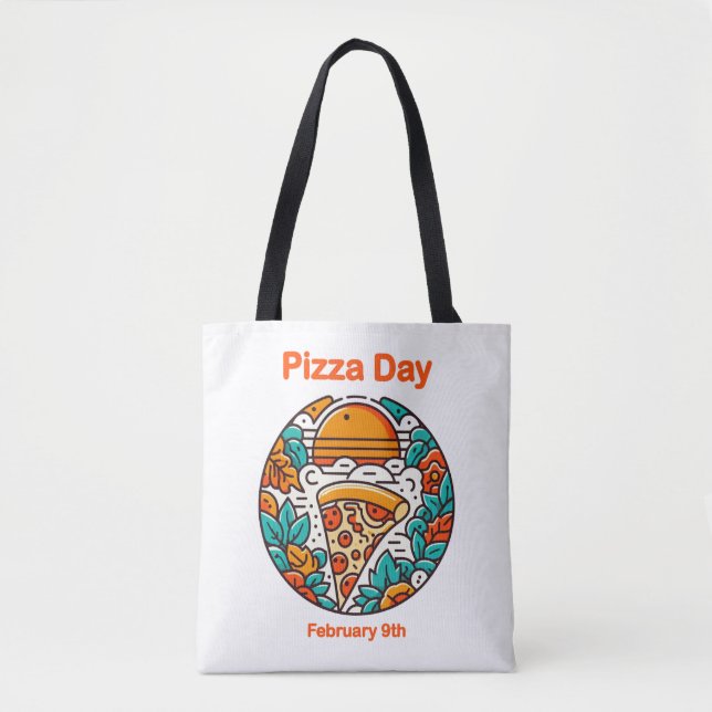 Bolsa Tote 9 de fevereiro - Dia da Pizza (Frente)
