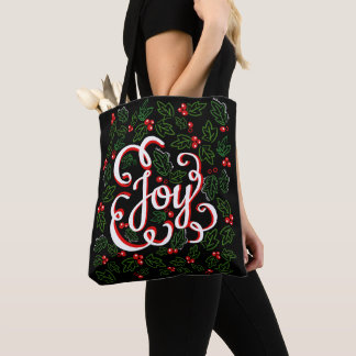 Bolsa Tote A Alegria de Natal floresce Holly Berries e Folhas