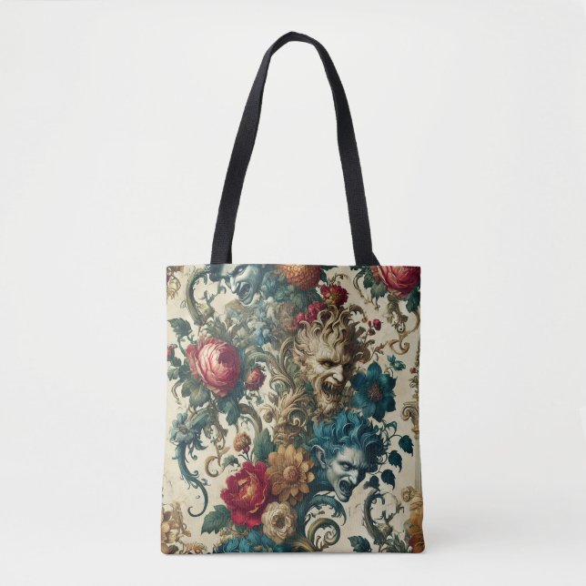 Bolsa Tote A Anarquia Arcana - Raiz Floral Gótica Grotesca (Frente)