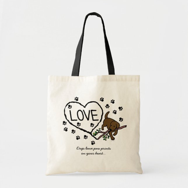 Bolsa Tote A areia de Labrador do chocolate rotula desenhos (Frente)