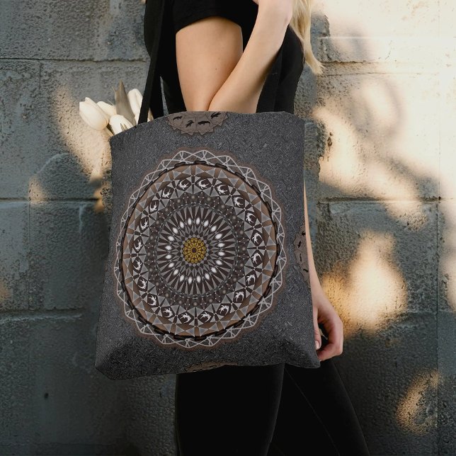 Bolsa Tote A arte khaki crocodylus porosus mandala (Criador carregado)