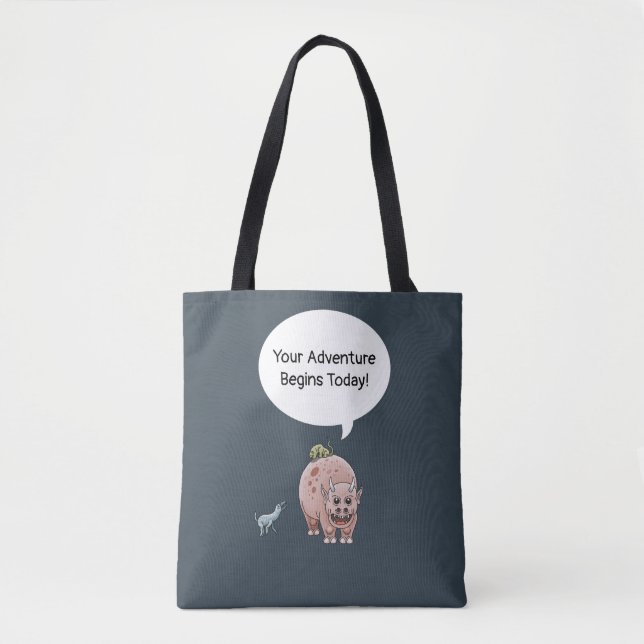 Bolsa Tote A aventura escolar dos dinossauros começa! (Frente)