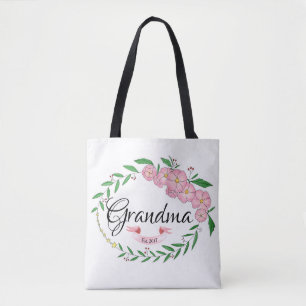 Bolsa Tote A avó personalizada estabeleceu a grinalda da flo