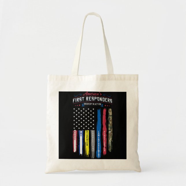 Bolsa Tote A bandeira dos primeiros respondedores da América  (Frente)
