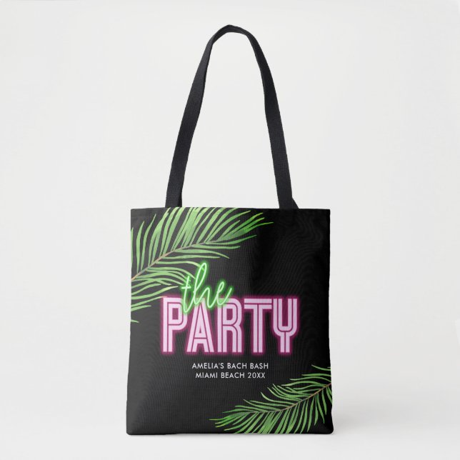 Bolsa Tote A Banheira de Toques Tropicais Verde e Rosa do Par (Frente)