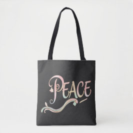 Bolsa Tote A beautiful, flowing script of the word "Peace" fe