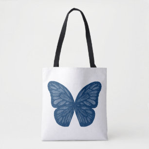 Bolsa Tote A borboleta azul voa a sacola da ilustração