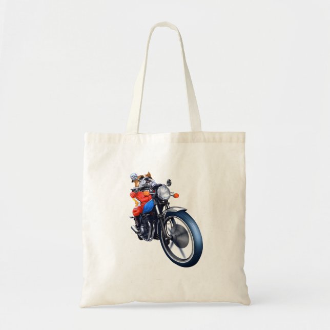 BOLSA TOTE A BULLDOG RIDING BIKE (Frente)